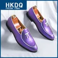 HKDQ moda viola scarpe eleganti da uomo alla moda Slip-on sociale eleganti scarpe da sera uomo