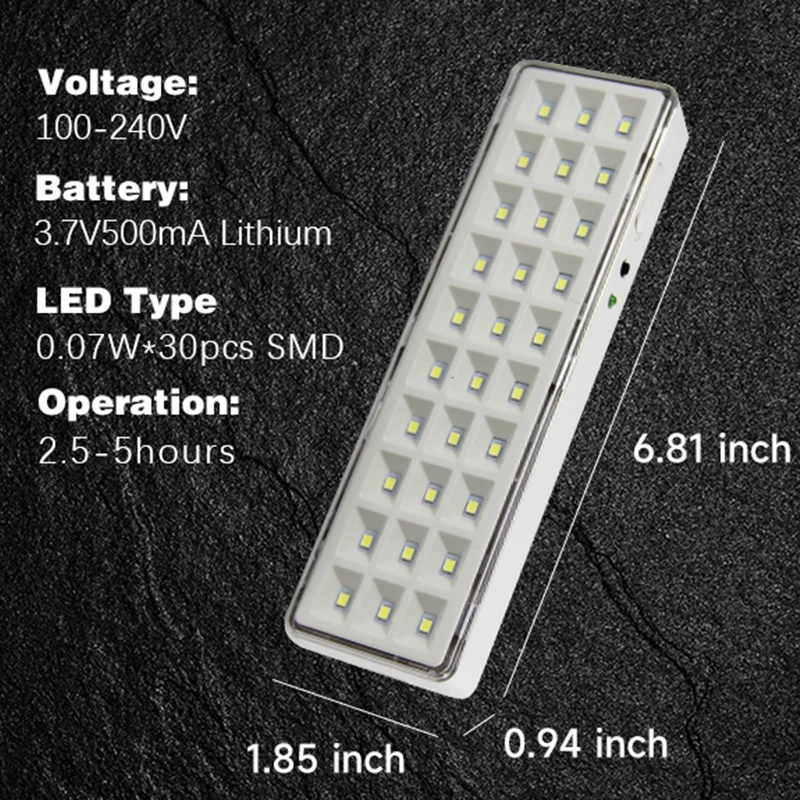 Luce antincendio 30LED Luce di emergenza Apparecchio di illuminazione di emergenza antincendio 2 modalità Lampada di emergenza montata a parete Lampadine per casa intelligente