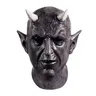 Mephistopheles maschera di corno di demone Cosplay Horror diavolo casco di lattice Halloween