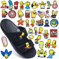 9-16PCs Aoger Disney The Simpsons Shoes Charms decorazioni accessori in PVC Fit Clog Charms