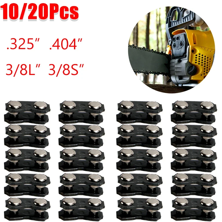 20/10 Paia di Connettori per Catena Motosega 3/8S 3/8L .325" .404", Accessori di Ricambio per Catena Motosega, Parti per Attrezzi da Giardino