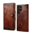 Custodia in vera pelle di vacchetta al 100% per Samsung Galaxy S25 24 23 22 Ultra S21 20 Plus S9 Nota 8 9 10 20 Borsa per carte vintage Portafoglio Cover