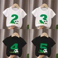 Buon compleanno calcio stampa numero fiocco carino bambini T shirt 1 2 3 4 5 6 7 8 9 anni calcio