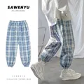 Men's Pants Boys Trendy Ina All-match Leggings Spring Korean Version Trend Plaid Casual Pants Baggy