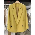 New Oversize Blazer donna elegante Office Ladies manica lunga top doppiopetto Blazer Mujer primavera