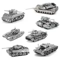 Mini 3D Metal Puzzle T34 Tank Tiger Tank cresta JS-2 Tank DIY Manual Assembly Model giocattoli