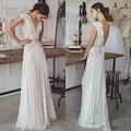 Abiti da sposa Boho 2023 abiti da sposa bohémien con maniche ad aletta scollo A V gonna A pieghe