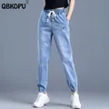 Casual coulisse Jogger Jeans donna elastico a vita alta fidanzato Harem Vaqueros lunghezza caviglia