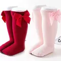 2023 nuovi calzini al ginocchio per bambini Toddlers Girls Big Bow puro cotone lungo carino bianco