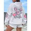 Hip Hop Street Cute Rabbit Prints felpe femminili Harajuku Fleece Hooded Fashion S-XXL felpe con cappuccio allentate Oversize top donna