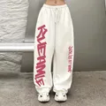 Y2K Streetwear pantaloni sportivi bianchi da donna pantaloni sportivi con stampa di lettere in stile