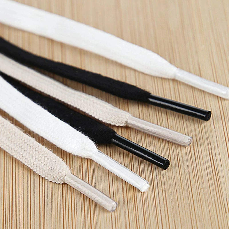 Lacci piatti in cotone Sneakers Lacci per scarpe in tela Donna Uomo Lacci per scarpe Bianco Nero Beige Lacci per scarpe classiche per corde per scarpe 1 paio