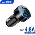 4.8A caricabatteria da auto veloce Display a LED Dual USB Car Charge QC 3.0 per Iphone Xiaomi Samsung S21 Huawei USB adattatore per auto a ricarica rapida