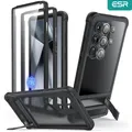 ESR per Samsung Galaxy S24 Ultra Custodia Cavalletto S24 Ultra Cover posteriore con pellicola per schermo e pellicola per lenti Protezione antiurto Set per telefono