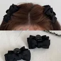 1pc Black Bow Head Grab Clip donna Girl Hair Side Clip fronte Bang Princess Small Hair Claw Clamp