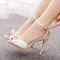 Summer Shoes For Women Sandals Silk 10.5CM Thin Heels Buckle Strap String Bead Dress Office Work