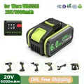 20V/6.0Ah Battery for Worx WA3553 Replacement Battery Cordless Power Tool Spare Batterie WA3572