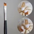 1 PC French Tip Oblique Nail Brush Black Handle Half Moon Shape Acrylic Painting Drawing Pen Nail