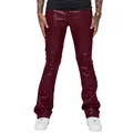 Pantaloni da moto casual da uomo piccoli in similpelle elastica nera / bordeaux / marrone moda maschile High Street