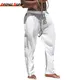 New Autumn Men's Cotton Linen Pants Male Breathable Solid Color Fitness Trousers Casual Streetwear
