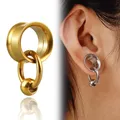 Giga 2PCS 316 Surgical Stainless Steel Ear Plugs Tunnels Gauges Dangle Hoop Bead Double Flared