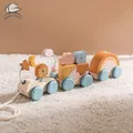 Baby Montessori Toys Wooden Train Baby Educational Toys Wooden Rainbow Blocks Trolley Baby Learning