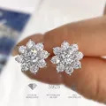 DW 0.5CT Moissanite Diamond Flower Stud Earrings for Women Real 925 Sterling Silver Solitaire