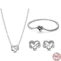 New Hot Selling 925 Sterling Silver Exquisite Shining Heart Series Set Heart shaped Bracelet