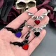4pcs Bat Blood Red Heart Enamel Charms Vampire Bat Connector Pendant Designer Charms Fit Jewelry