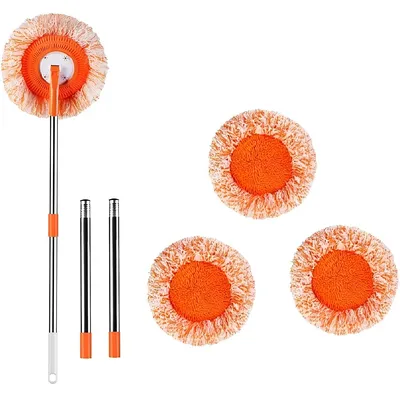 360 Round sunflower mop can splice rod coral velvet mopping ceiling floor cleaning wall cleaning car wash dust cleaning tool set