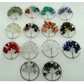 30mm Natural Gem Stone Mix Lapis Quartz Crystal 7 Chakra Reiki Healing Tree Of Life Pendant For Diy