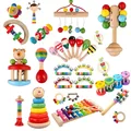 Wooden Baby Rattles Montessori Toys Baby 0 12 Months Make Sound Sensory Game Baby Development Toys