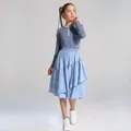 Girls Teen Kids Midi Ruffles Denim Skirt Cotton 2022 New Summer Jersey Top Patchwork Denim Neck