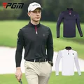 PGM Men Long Sleeve Golf Shirt Male Ice Silk Sunscreen Tops Men Zipper Collar Golf T-shirt Summer