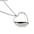 Stainless Steel Wide Big Hollow Heart Pendant Charm Rolo Chain 42mm Wide Heart Shape Necklace for