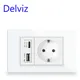 Delviz Type C USB Wall Socket With 2A USB Ports Electric plug socket 120mm*72mm Crystal glass