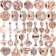 New Rose Gold Color Series Leaf Feather Mom Heart Crown Clip DIY Beads Fit Original Pandora Charms