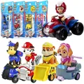 4PCS/SET Genuine Paw Patrol Vehicle Chase Skye Marshall Pull Back Cars Playset Blocks Action Figure