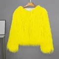 Women Winter Coat Solid Color Invisible Buckle Faux Fur Cardigan Thick Warm Long Sleeves Fuzzy