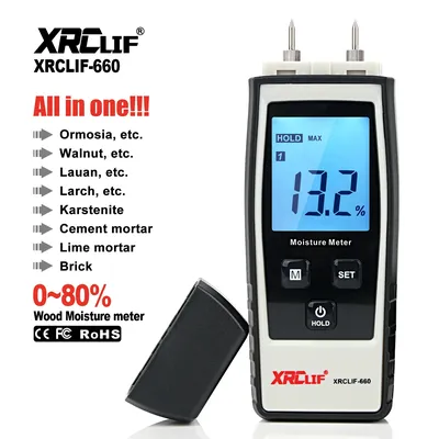 XRCLIF Wood Moisture Meter Handheld Digital Wood Moisture Meter Concrete Woodworking carton Building Material Moisture Meter
