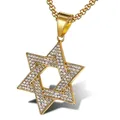 Jewish Star of David Pendant Necklaces Male Gold Color Stainless Steel Hexagram Necklace for