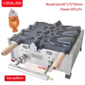 XEOLEO Taiyaki Macchina Waffle Maker 3 Pezzi Gelato Taiyaki Cottura Maker GPL Gas Testa Singola Bocca Aperta A Forma di Pesce Cake Maker