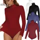 Bodysuit for Women Tummy Control Waist Shapers Long Sleeve Bodysuits High Collar Shapewear One-Piece