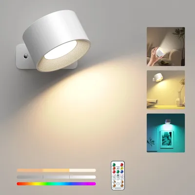 Magnetic Wall Lamp, LED Wall Sconce, Wall Mounted Lamp, With Rechargeable Battery Operated, USB Port, Cordless Wall Light