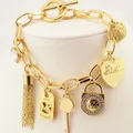 tassels Heart Beetle Charm Bracelets Bangles For Women Gold Color Bracelet Austrian Crystal Chain