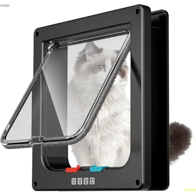 ATUBAN Large Cat Door Interior Door Pet Door for Cat Exterior Door 4 Modes Locking Suitable for Window and Wall,Strong Durable