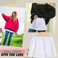 Women Girls Sweatshirt Shirt Blouse Extender Layering Cotton Top Lower Sweep Mini Skirt False