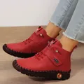 Winter Orthopedic Boots For Women Autumn Fall Leather Shoes With Fur Red Moccasins Woman Ankle Boots