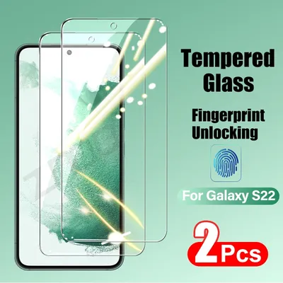2PCS Tempered Glass For Samsung Galaxy S21 S22 S23 Plus S24 Ultra Screen Protector Fingerprint
