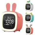 Rechargeable Clock LED Light Portable Digital Alarm Home Decor Newest Mini Cartoon Rabbit Ear Shape